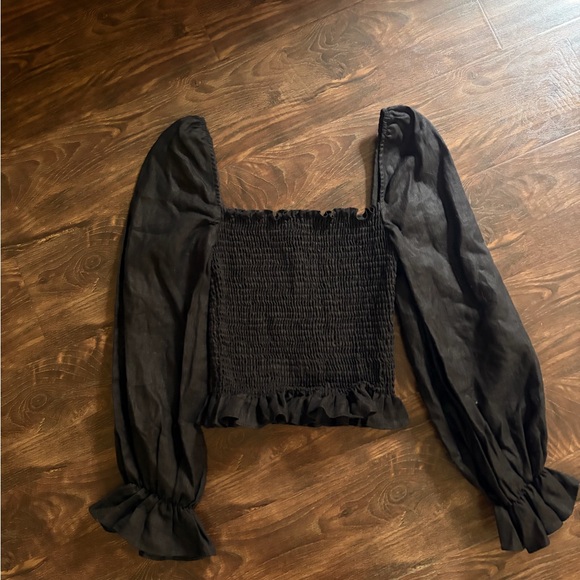 Reformation Tangerine Smocked Square Neck Top - Picture 3 of 6